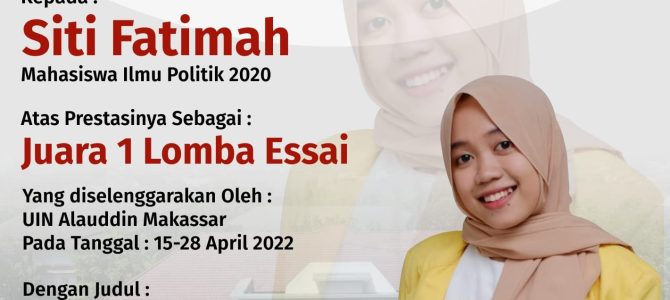 Siti Faitmah (Ipol 2020) Juara 1 Lomba Essai Nasional